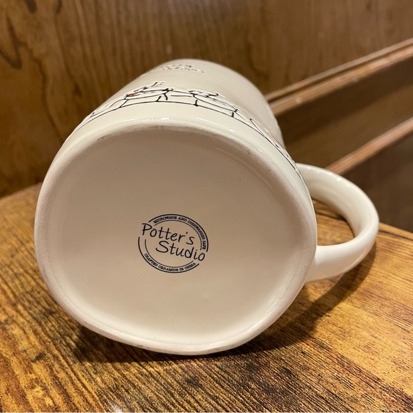 Potter's Studio Merry Christmas Santa in his Sleigh & Reindeer Snowflake Mug NEW - Picture 5 of 5